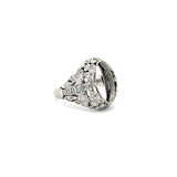 0.67 Carat Old European Cut and Baguette Diamond Platinum Semi Mount Ring