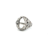 0.67 Carat Old European Cut and Baguette Diamond Platinum Semi Mount Ring