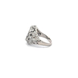 0.67 Carat Old European Cut and Baguette Diamond Platinum Semi Mount Ring