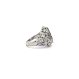 0.67 Carat Old European Cut and Baguette Diamond Platinum Semi Mount Ring