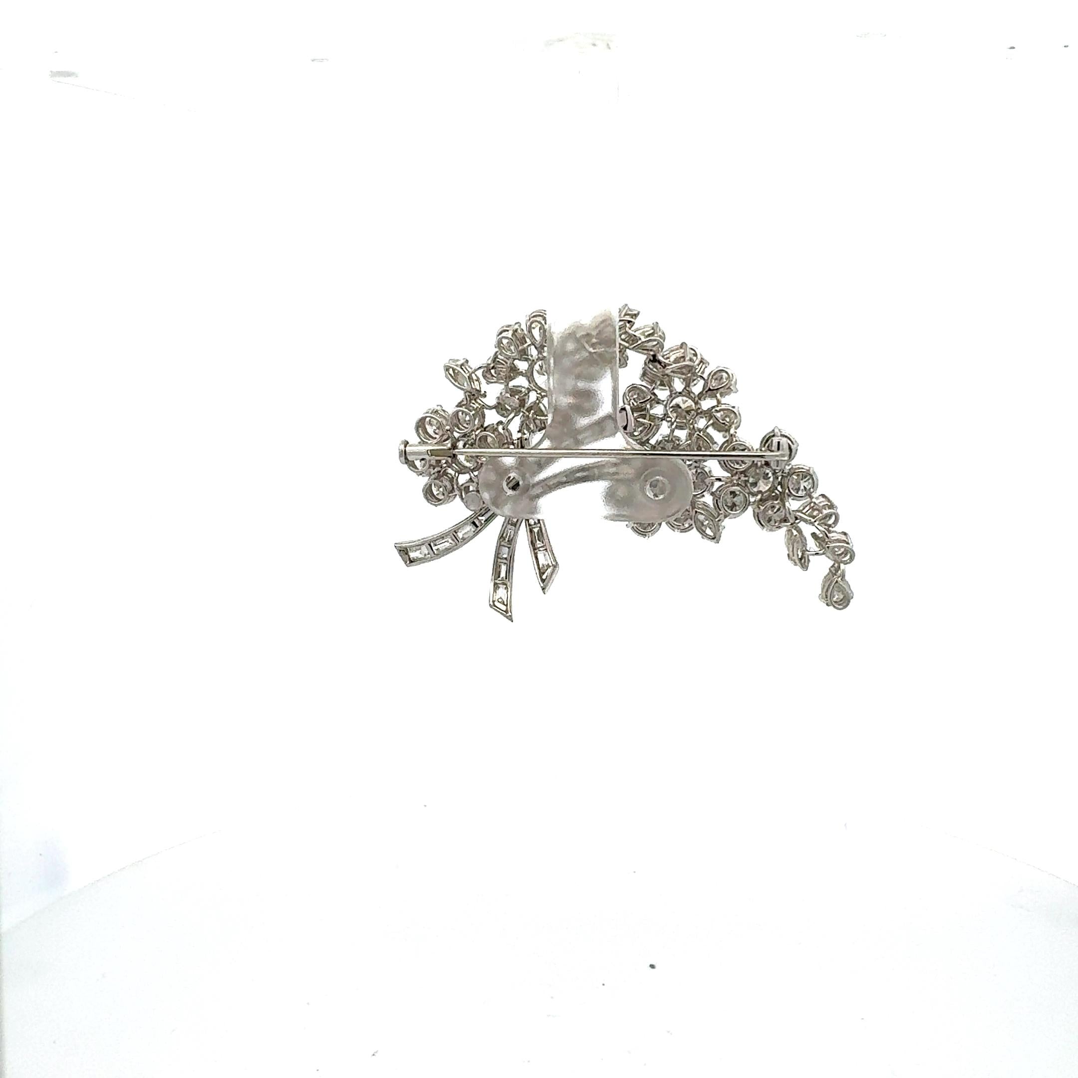 12.00 Carat Diamond Platinum Floral Cluster Bouquet Pin Brooch F VS1-VVS2