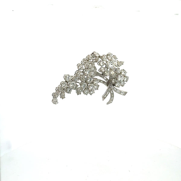 12.00 Carat Diamond Platinum Floral Cluster Bouquet Pin Brooch F VS1-VVS2