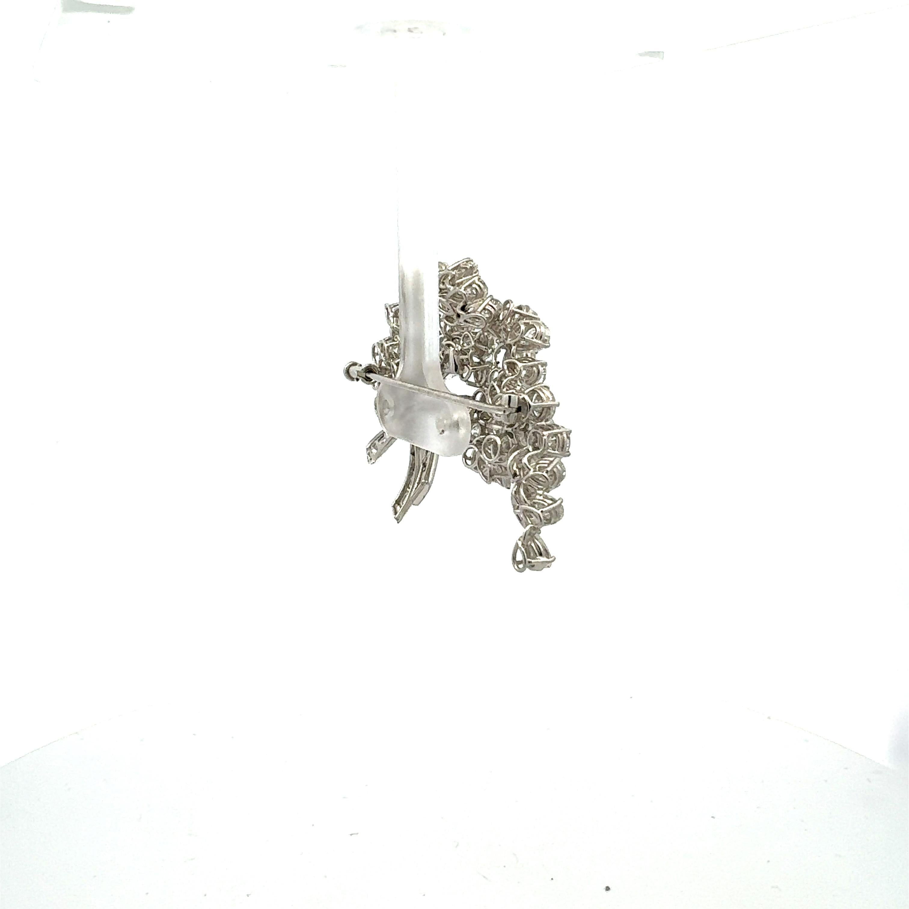 12.00 Carat Diamond Platinum Floral Cluster Bouquet Pin Brooch F VS1-VVS2