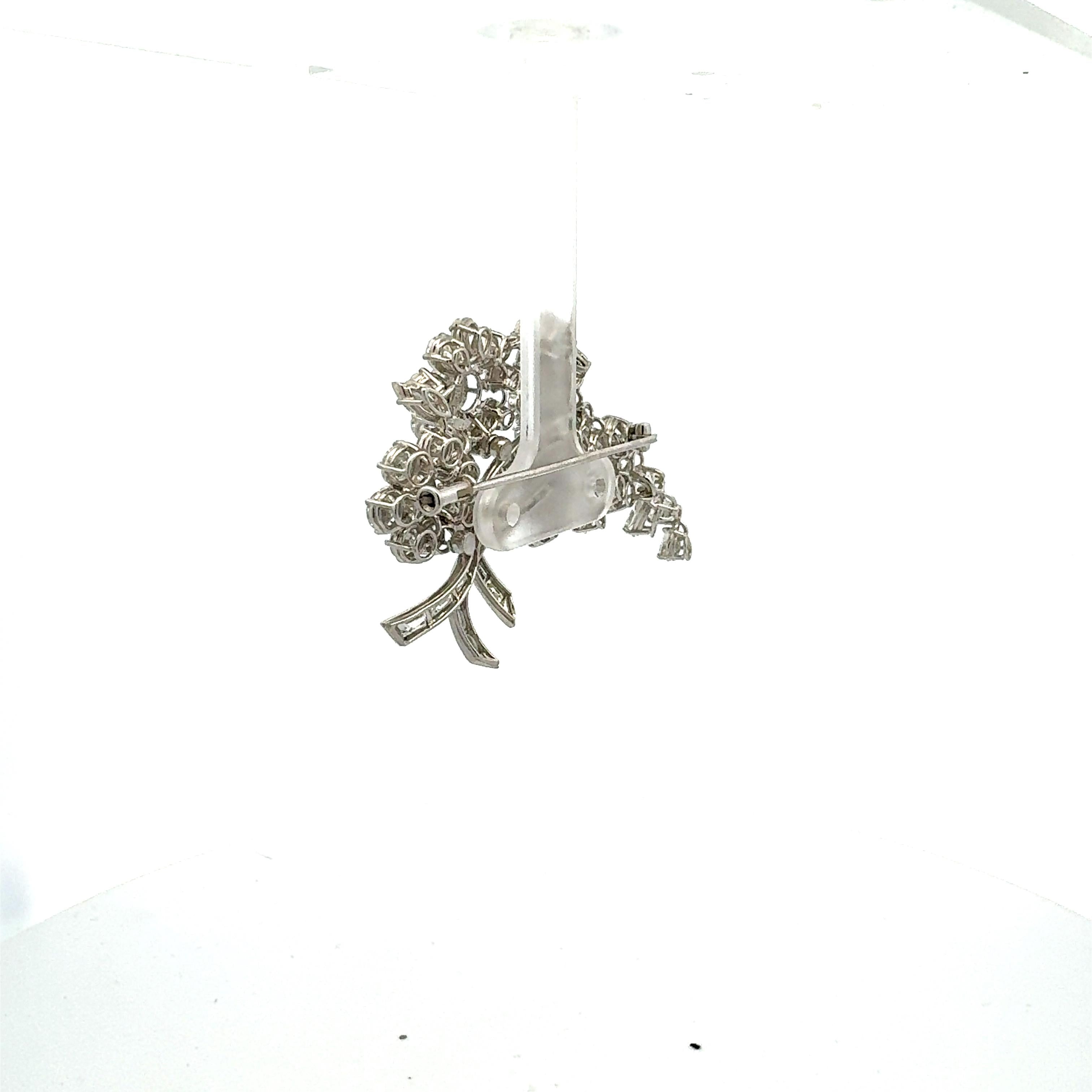 12.00 Carat Diamond Platinum Floral Cluster Bouquet Pin Brooch F VS1-VVS2