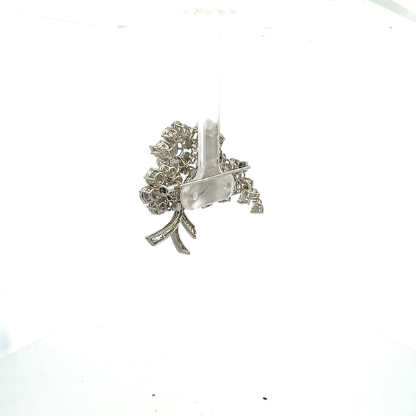12.00 Carat Diamond Platinum Floral Cluster Bouquet Pin Brooch F VS1-VVS2