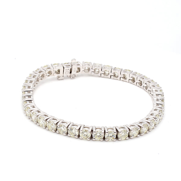 10.34 Carat Round Brilliant Diamond 18 Karat White Gold Tennis Bracelet