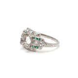 0.42 Carat Round Brilliant Diamond 0.30 Carat Emerald Platinum Semi Mount Ring