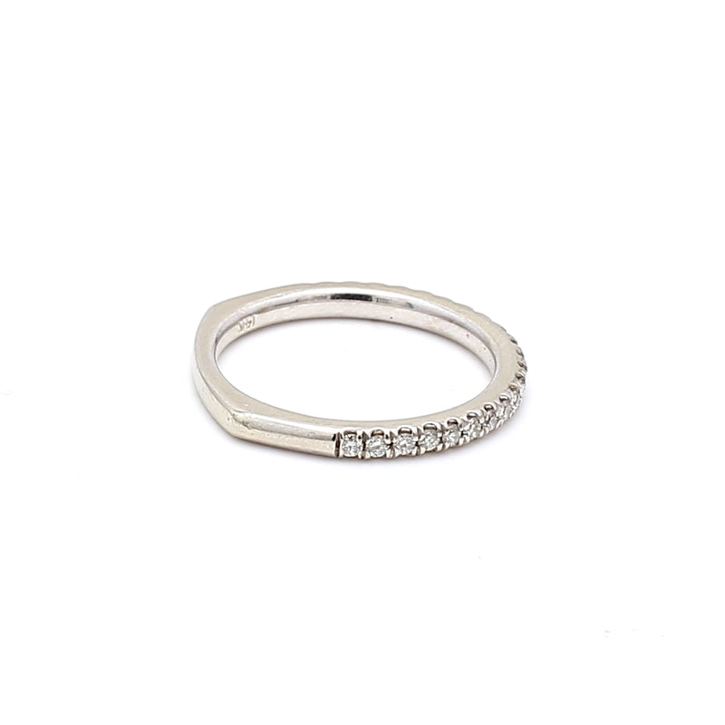 0.19 Carat Round Brilliant H SI1 Diamond 14 Karat White Gold Band Ring