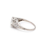 1.17 Carat Circular Brilliant Cut and Old European Cut Diamond Platinum Art Deco Ring