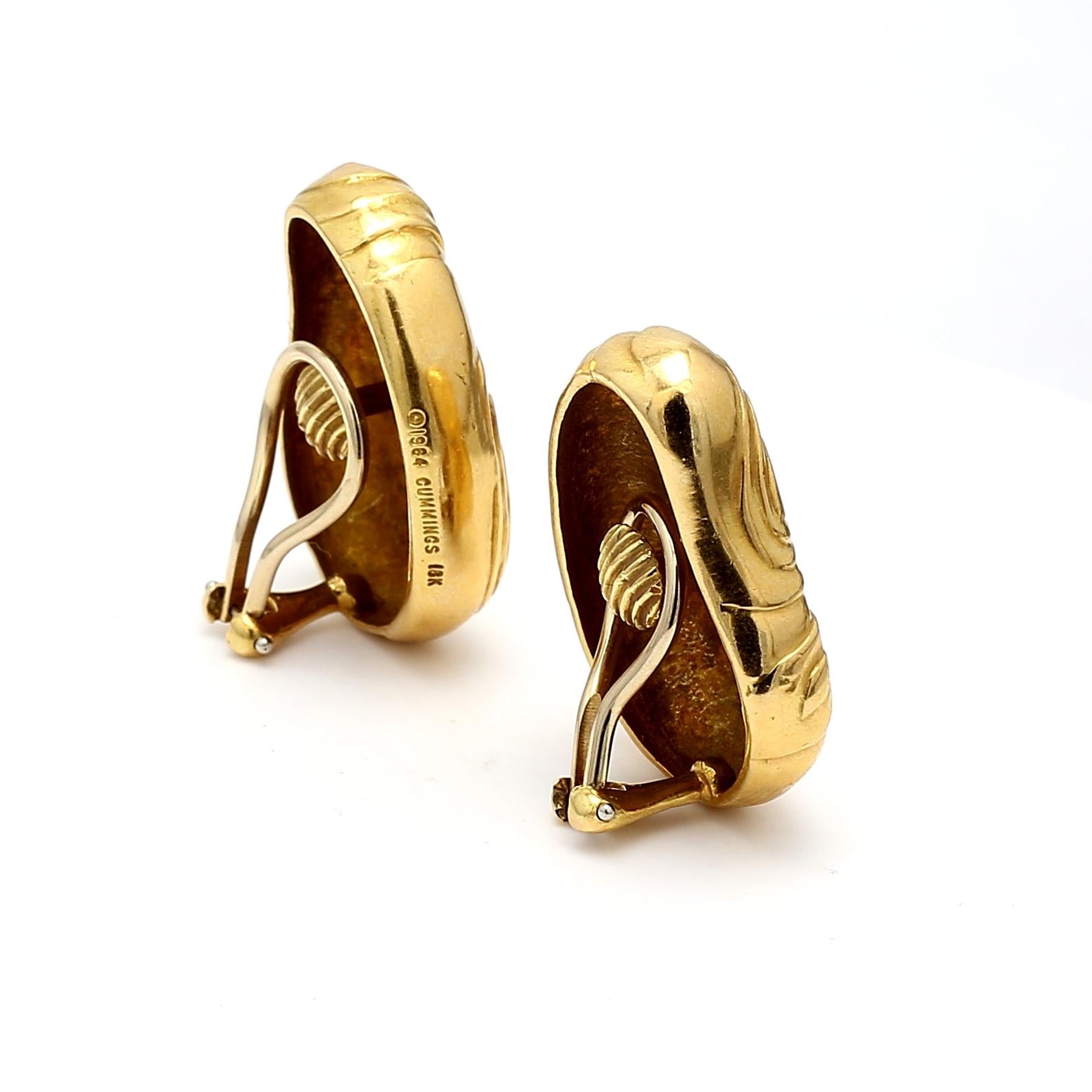 Tiffany & Co. 18K Yellow Gold Sculpted Textured Clip on Earrings