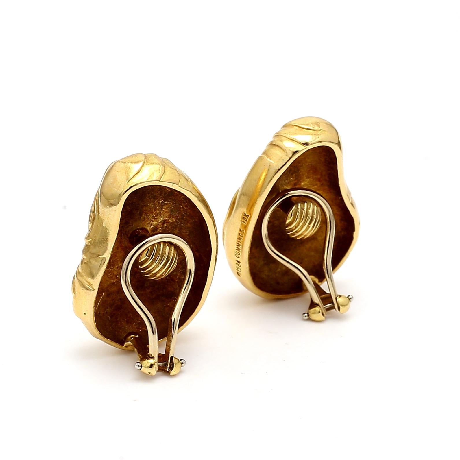 Tiffany & Co. 18K Yellow Gold Sculpted Textured Clip on Earrings