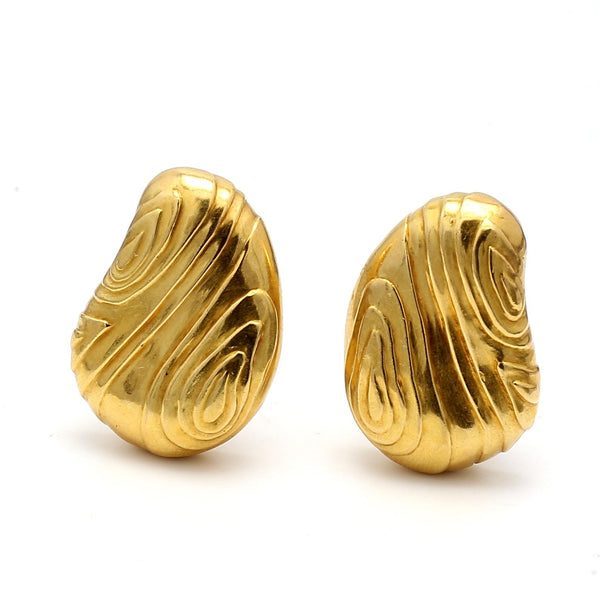 Tiffany & Co. 18K Yellow Gold Sculpted Textured Clip on Earrings