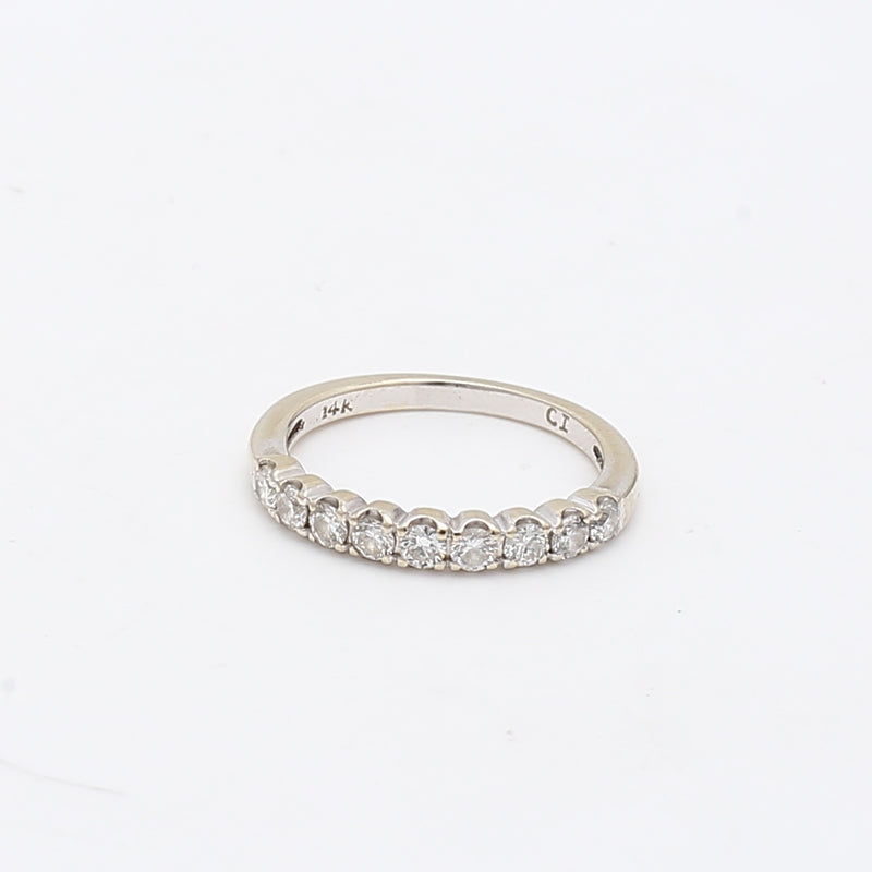 0.45 Carat Round Brilliant J SI1 Diamond 14 Karat White Gold Band Ring