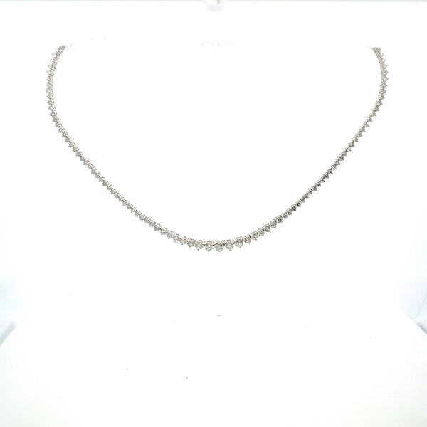 3.46 Carat Round Brilliant G VS1 Diamond 14 Karat White Gold Riviera Necklace