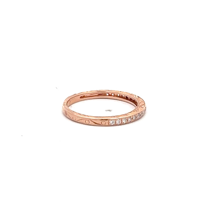 0.10 Carat Round Brilliant G VS2 Diamond 14 Karat Rose Gold Band Ring