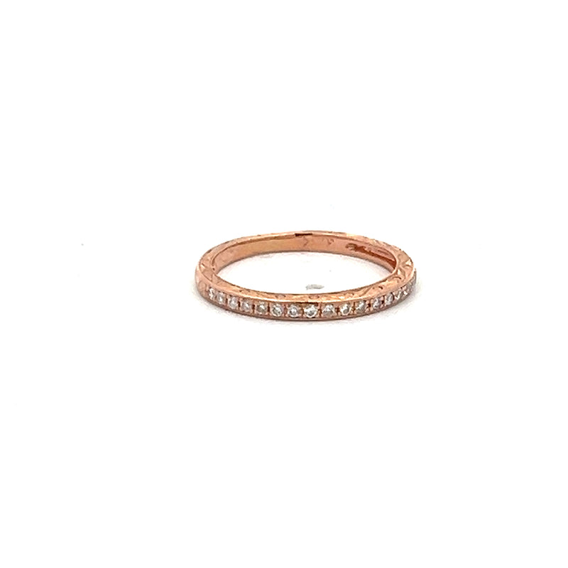 0.10 Carat Round Brilliant G VS2 Diamond 14 Karat Rose Gold Band Ring