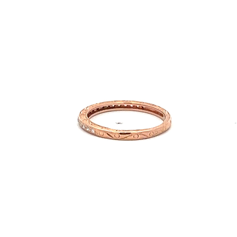 0.10 Carat Round Brilliant G VS2 Diamond 14 Karat Rose Gold Band Ring