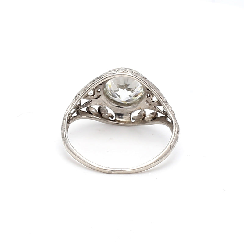 Art Deco 2.14 Carat Old European Cut I VS2 Diamond Platinum Engagement Ring