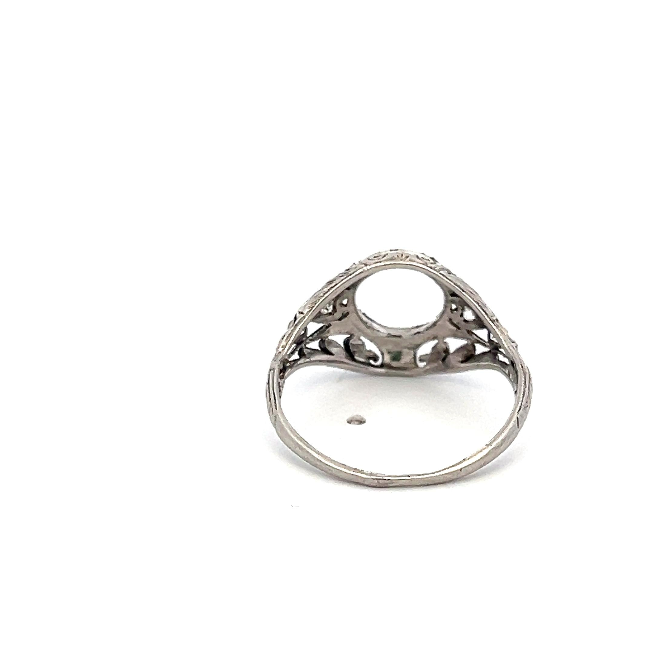 0.06 Carat Old European Cut J SI1 Diamond Platinum Semi Mount Ring