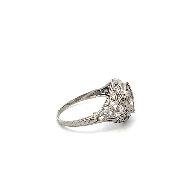 0.06 Carat Old European Cut J SI1 Diamond Platinum Semi Mount Ring