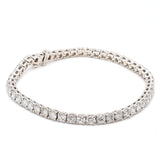 6.51 Carat Round Brilliant Diamond 14 Karat White Gold Tennis Bracelet