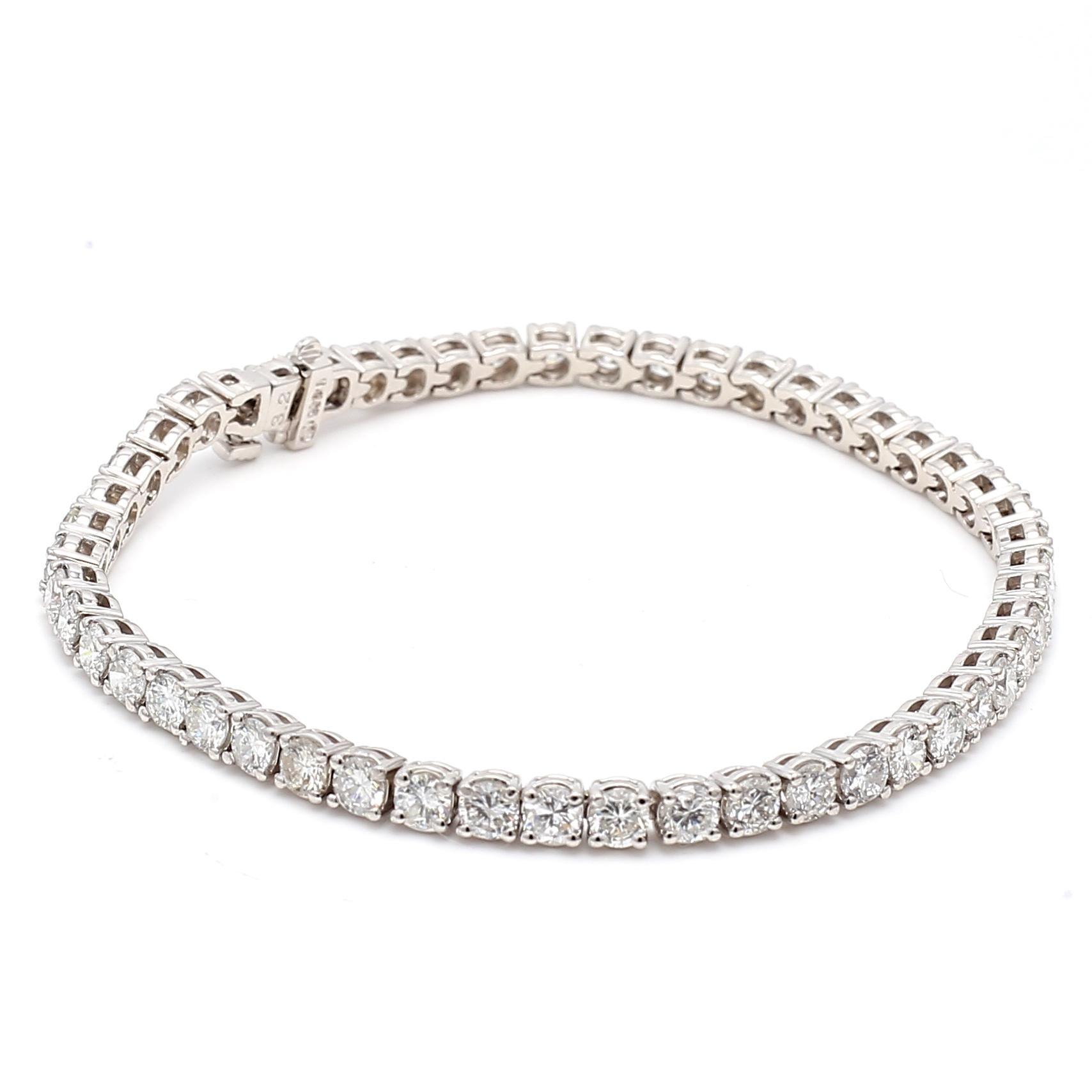 6.51 Carat Round Brilliant Diamond 14K White Gold Classic Tennis Bracelet