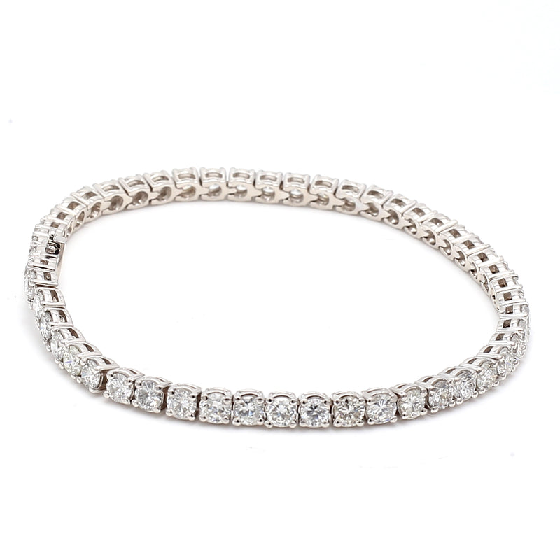 6.51 Carat Round Brilliant Diamond 14 Karat White Gold Tennis Bracelet