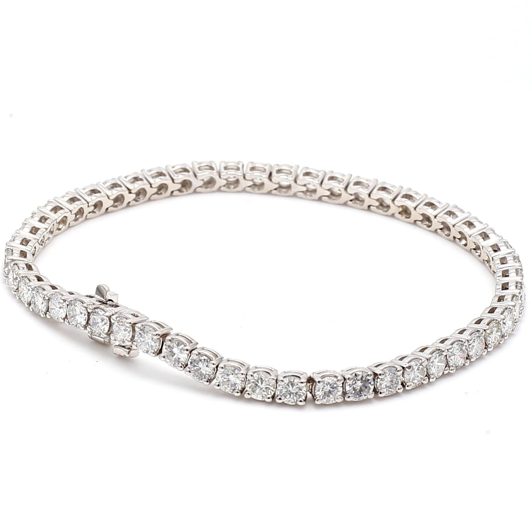 6.51 Carat Round Brilliant Diamond 14K White Gold Classic Tennis Bracelet