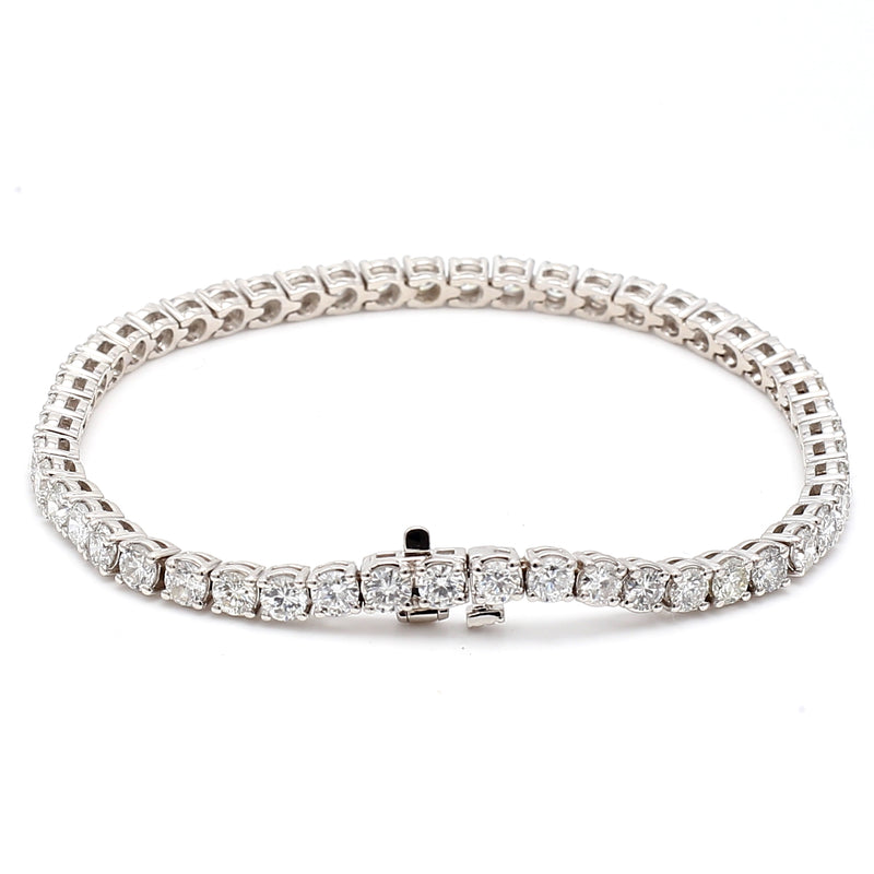 6.51 Carat Round Brilliant Diamond 14 Karat White Gold Tennis Bracelet