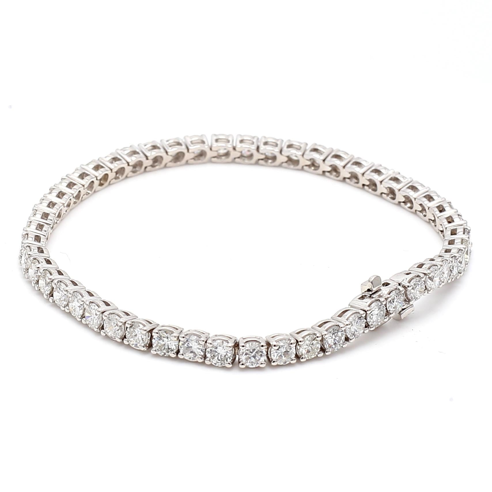 6.51 Carat Round Brilliant Diamond 14K White Gold Classic Tennis Bracelet