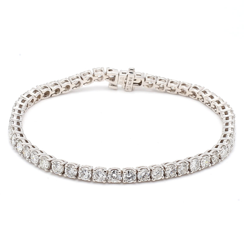 6.51 Carat Round Brilliant Diamond 14 Karat White Gold Tennis Bracelet