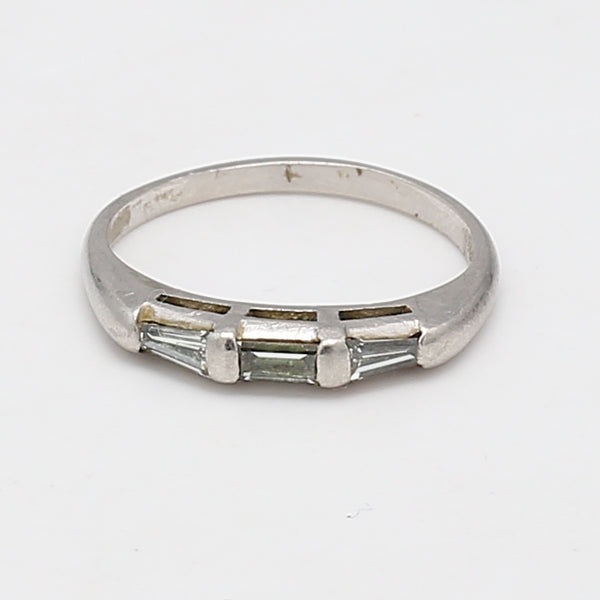 0.30 Carat Tapered Baguette Shape J SI1 Diamond Platinum Band Ring