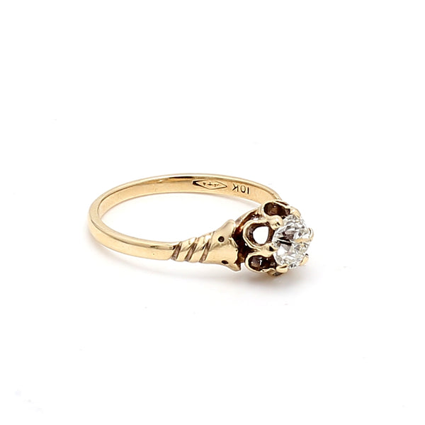 0.51 Carat Old European Cut G SI1 Diamond 10 Karat Yellow Gold Engagement Ring