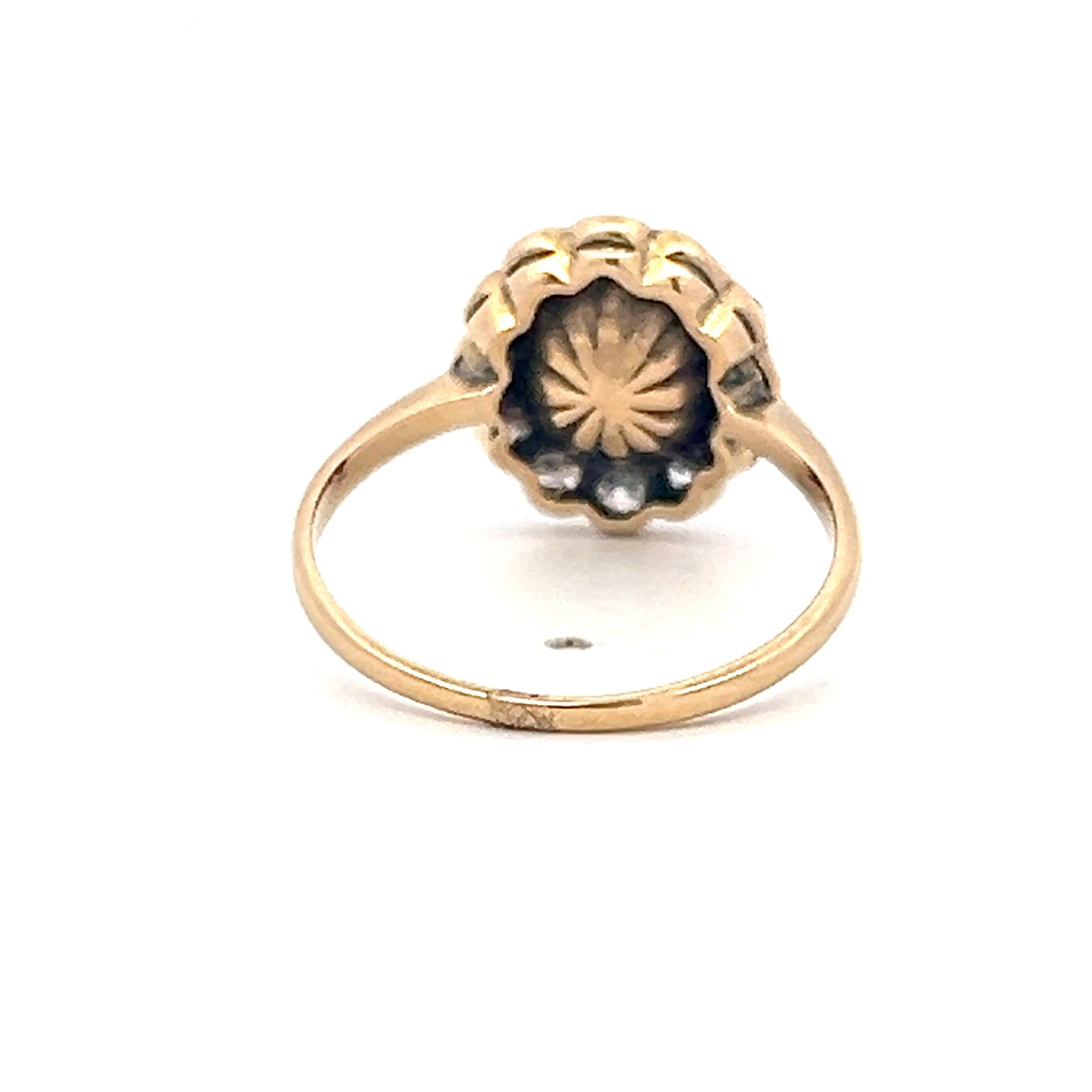 18K Yellow Gold Edwardian Ring 0.3ct Old European Diamonds & Pearl Size 7