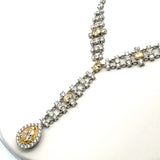 16.55 Carat Round Pear and Oval Fancy Yellow Diamond 18K WG Drop Necklace