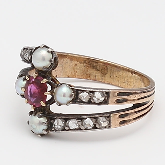 0.60 Carat Round Ruby 14 Karat Yellow Gold Gems Stone Ring