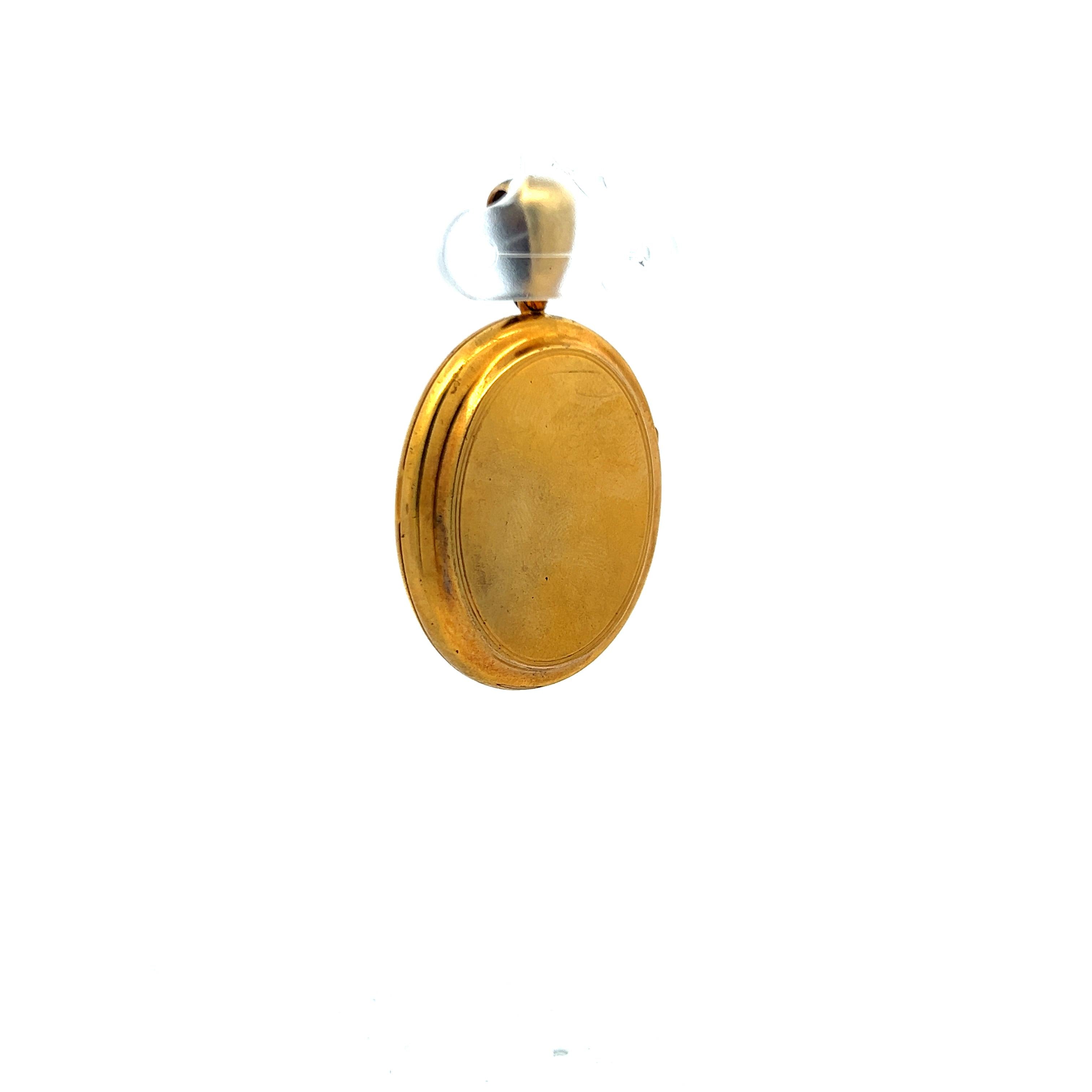 Antique 18 Karat Yellow Gold Locket with 0.25 Carat Greb and 1.2-1.7 MM Pearl