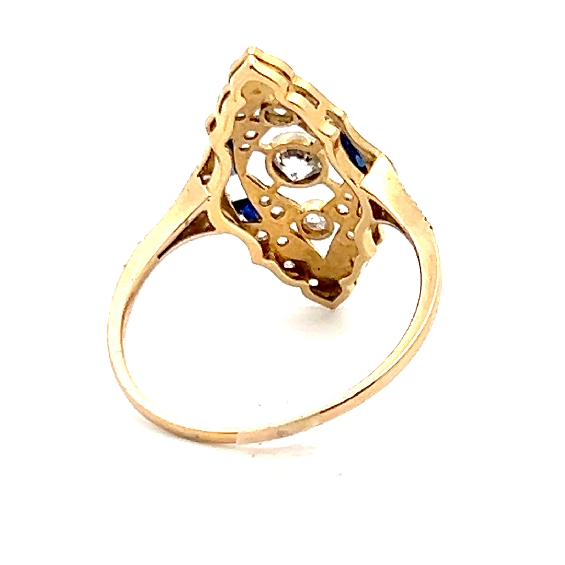 0.35 Carat Old European Cut Diamond 14 Karat Yellow Gold Art Deco Ring