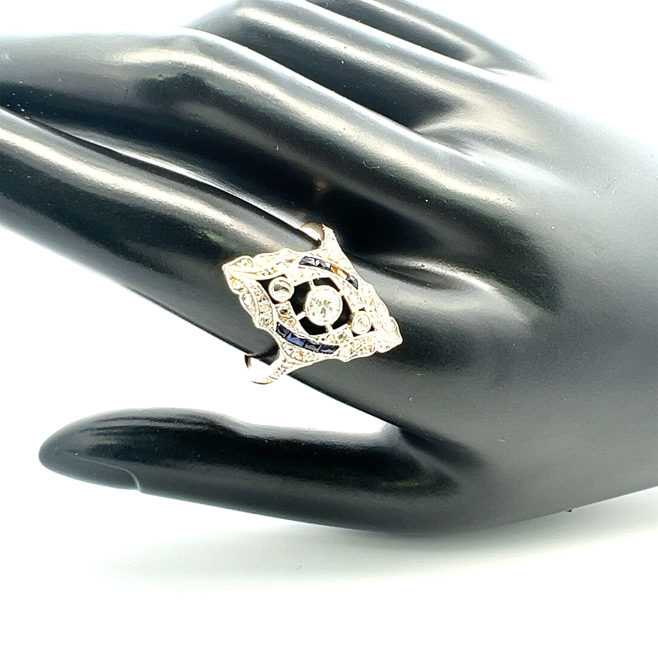 0.35 Carat Old European Cut Diamond 14 Karat Yellow Gold Art Deco Ring