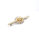 2.40 Carat Marquis and Round Brilliant Diamond 18 Karat White Gold Pin Brooch