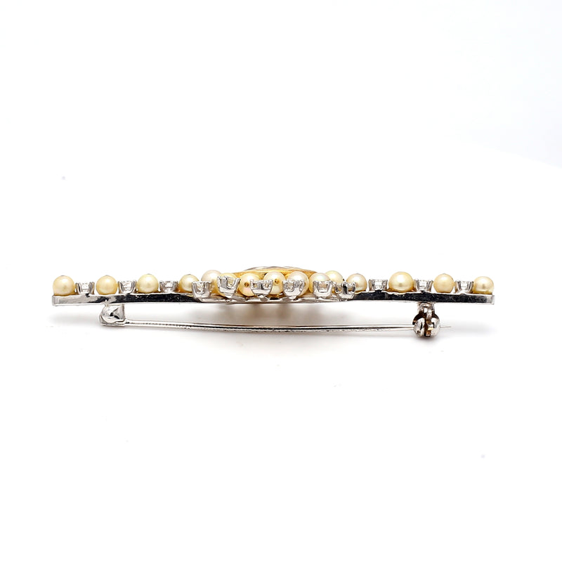 2.40 Carat Marquis and Round Brilliant Diamond 18 Karat White Gold Pin Brooch