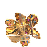 Boucheron 1.50 Carat Round Brilliant Diamond 18K Yellow Gold Double Clip Brooch