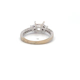 0.58 Carat Princess and Round Brilliant Diamond 18K White Gold Semi Mount Ring