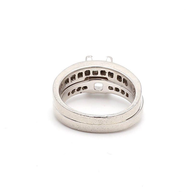 0.95 Carat Baguette Shape I SI1 Diamond Platinum Semi Mount Ring
