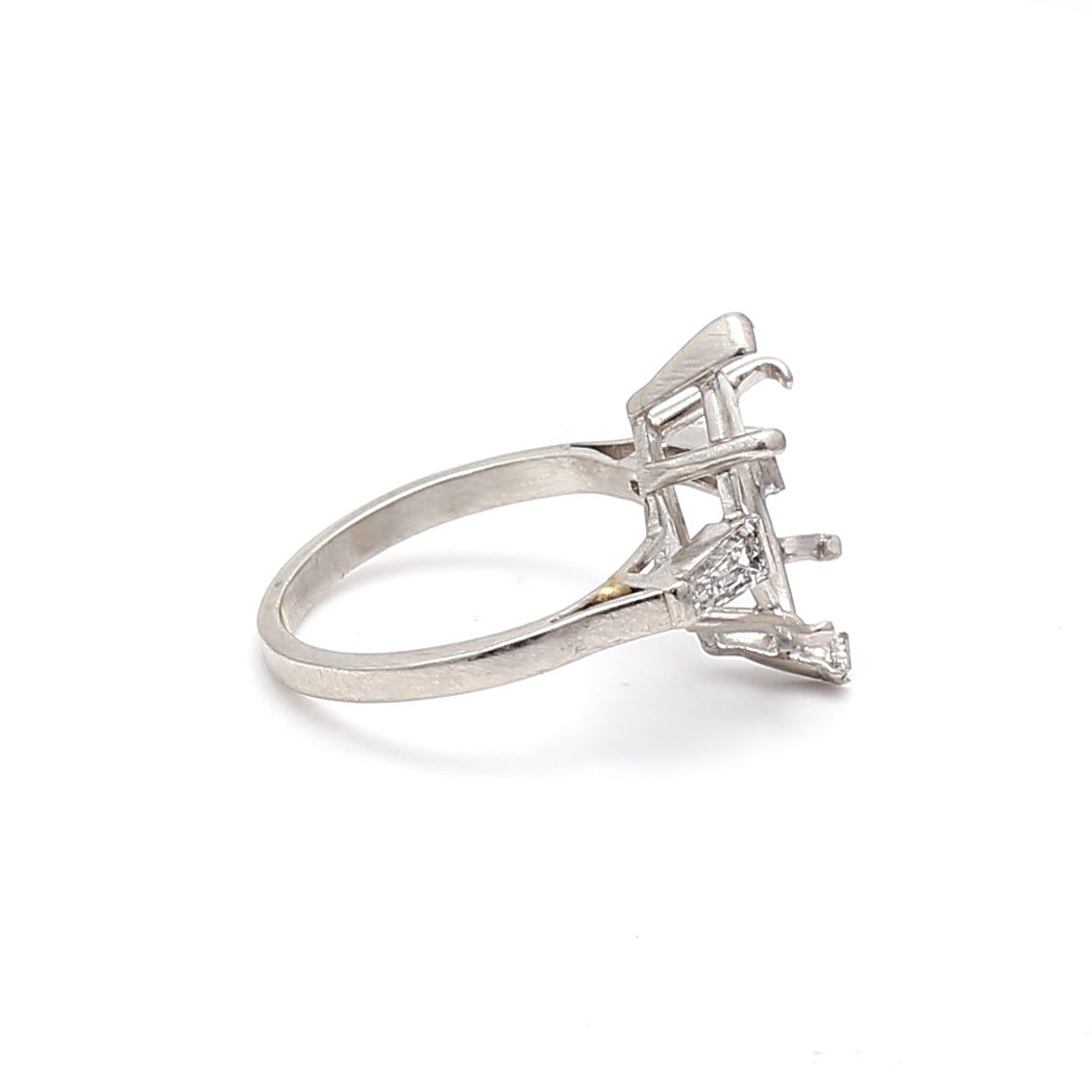 0.30 Carat Baguette Shape I SI1 Diamond Platinum Semi Mount Ring