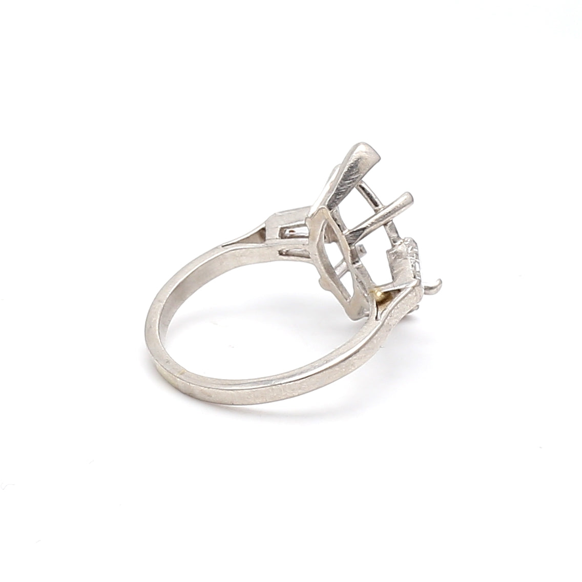 0.30 Carat Baguette Shape I SI1 Diamond Platinum Semi Mount Ring