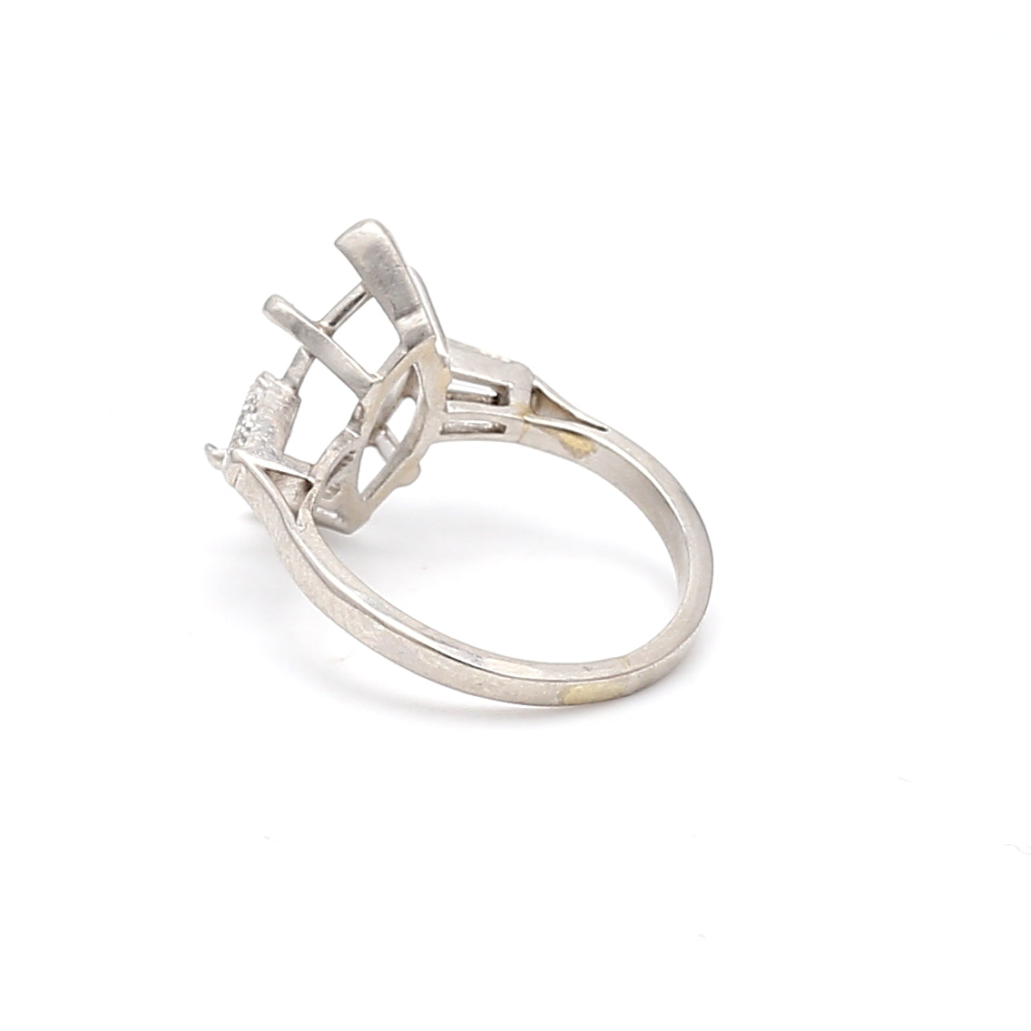 0.30 Carat Baguette Shape I SI1 Diamond Platinum Semi Mount Ring