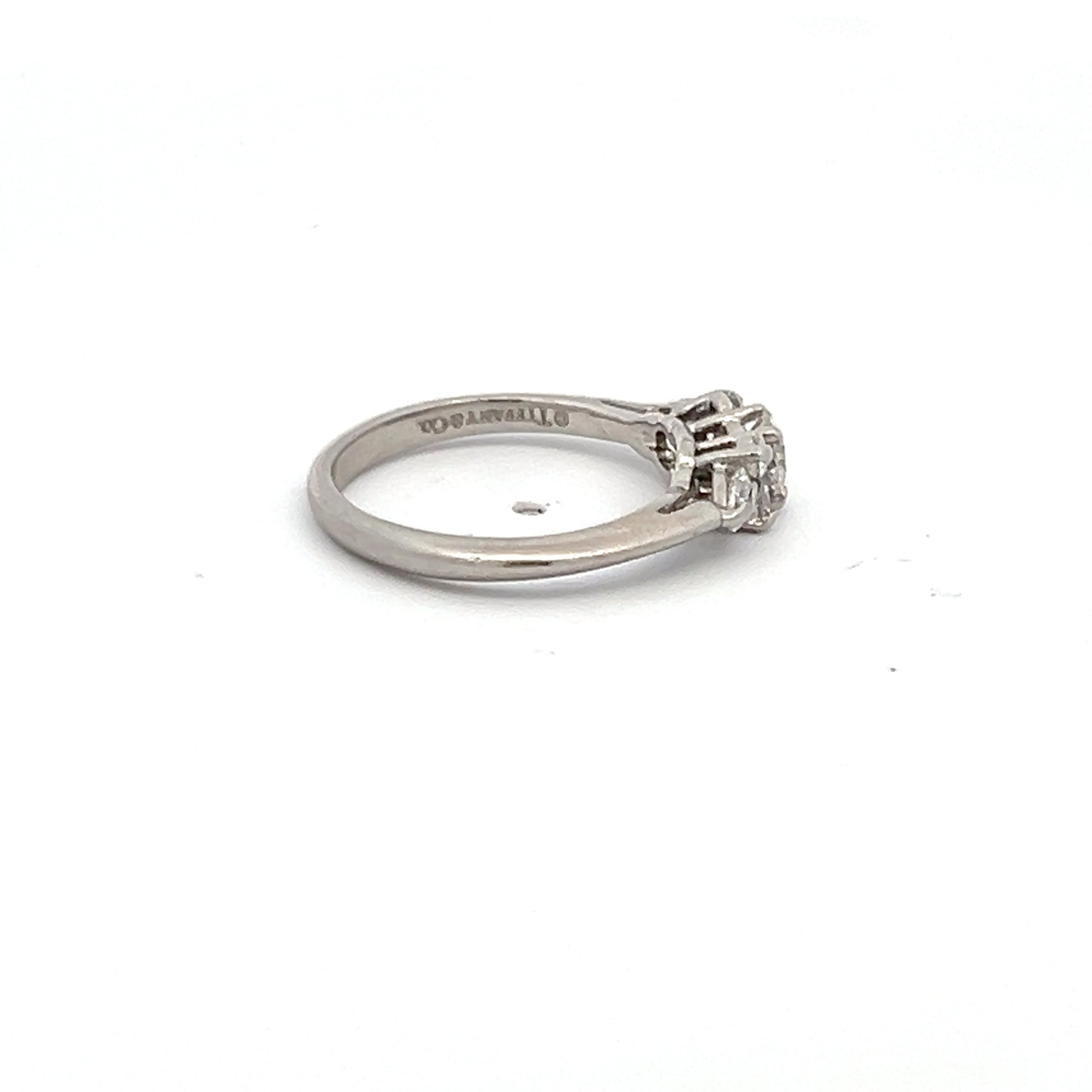Tiffany & Co 0.52 Carat Round Brilliant and Pear Shape Diamond Platinum Engagement Ring