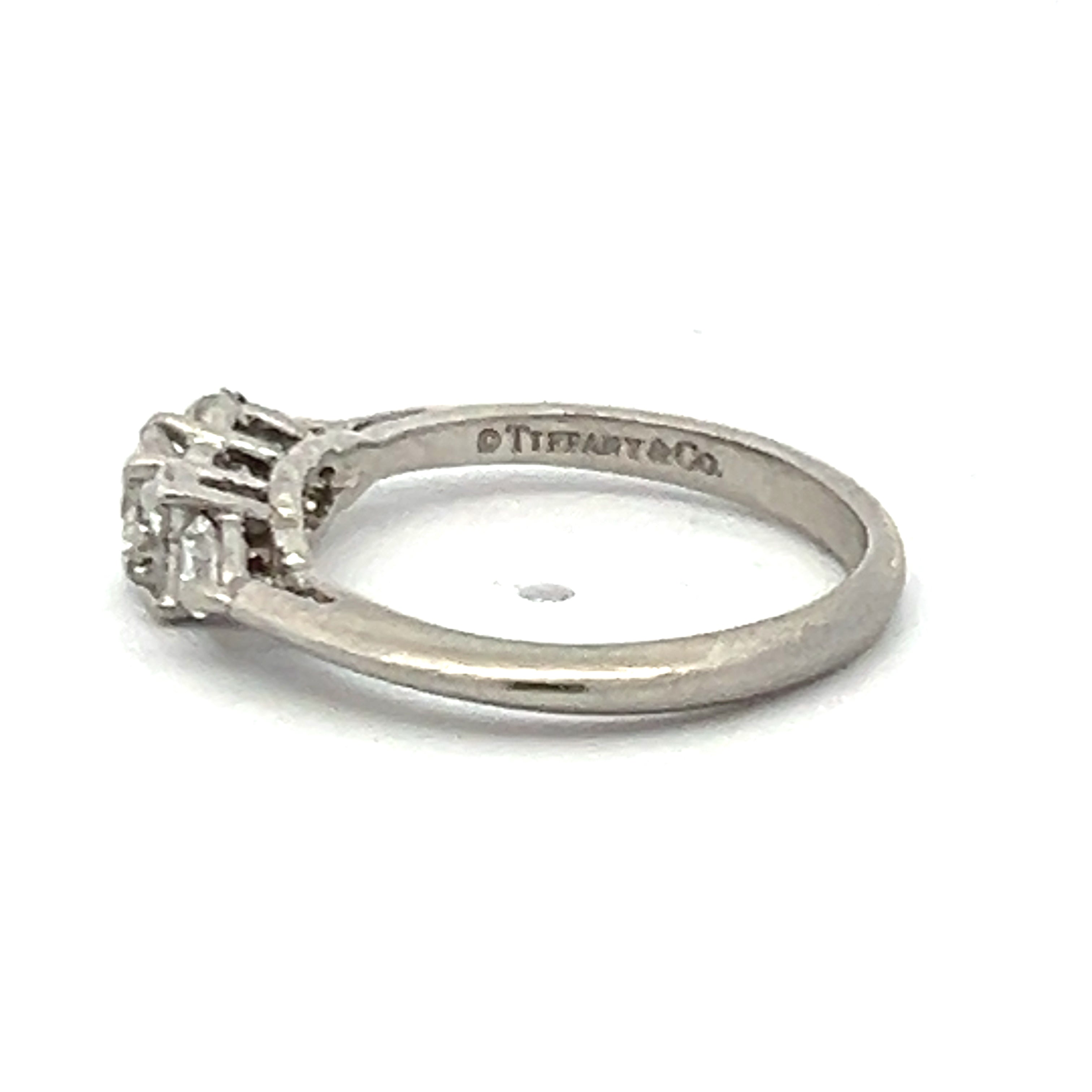Tiffany & Co 0.52 Carat Round Brilliant and Pear Shape Diamond Platinum Engagement Ring