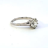 1.37 Carat Old European Cut L-VS1 Diamond Platinum Engagement Ring